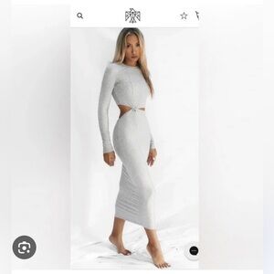 Chic Long Sleeve Gray Dress